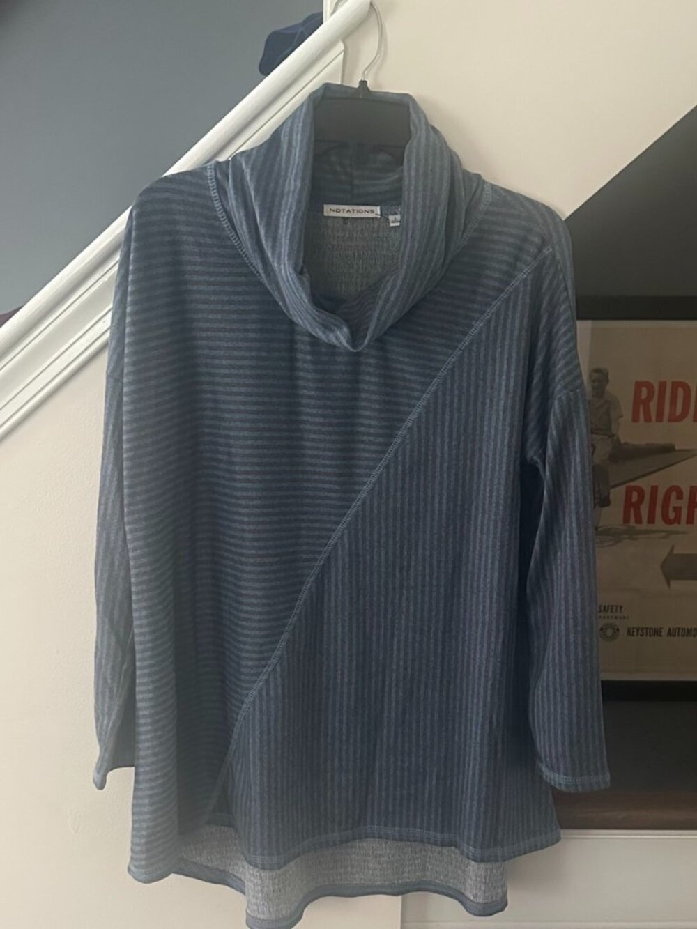 Notations Striped Cowl‑Neck Top – Size L – Gently Used
